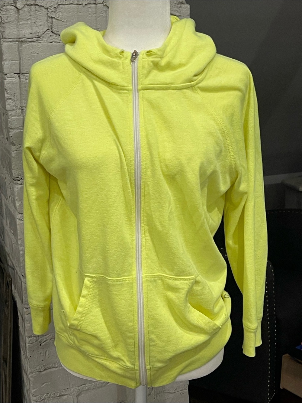American Eagle Outfitters Neon Yellow Zip Front Hoodie Jacket